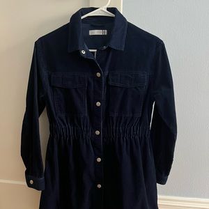 Zara Navy Blue Corduroy Dress 11-12 NWT
